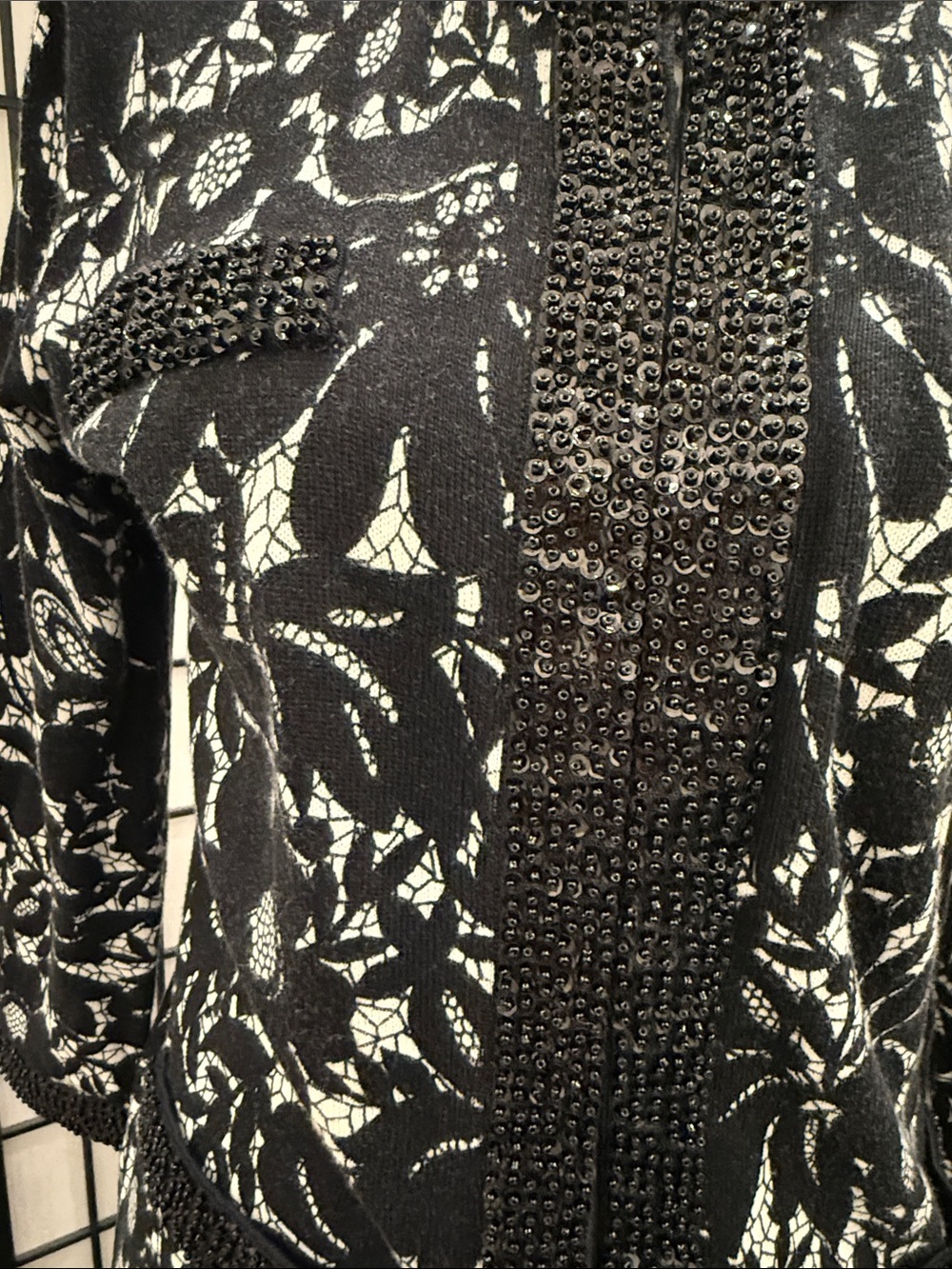 Spiegel Black and White Floral Knit Cardigan Sweater - Picture 2 of 3